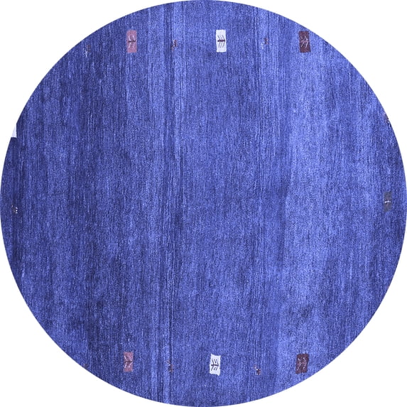 Ahgly Company Indoor Round Abstract Blue Contemporary Area Rugs, 8' Round