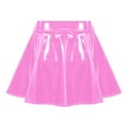 thumbnail image 4 of YONGHS Women's Glossy Latex Leather Short Mini Skirt Pole Dance Raves Clubwear Costumes Pink 3XL, 4 of 7