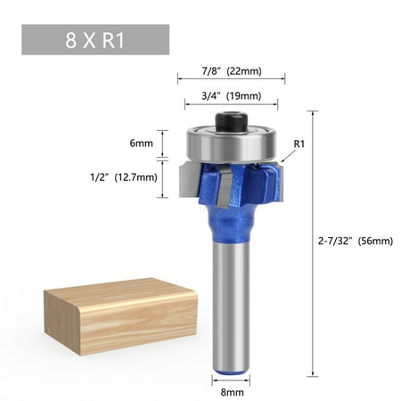 

R1 R2 R3 Woodworking Milling Cutter 4 Teeth Router Bit 8mm Shank Edge Trimmer