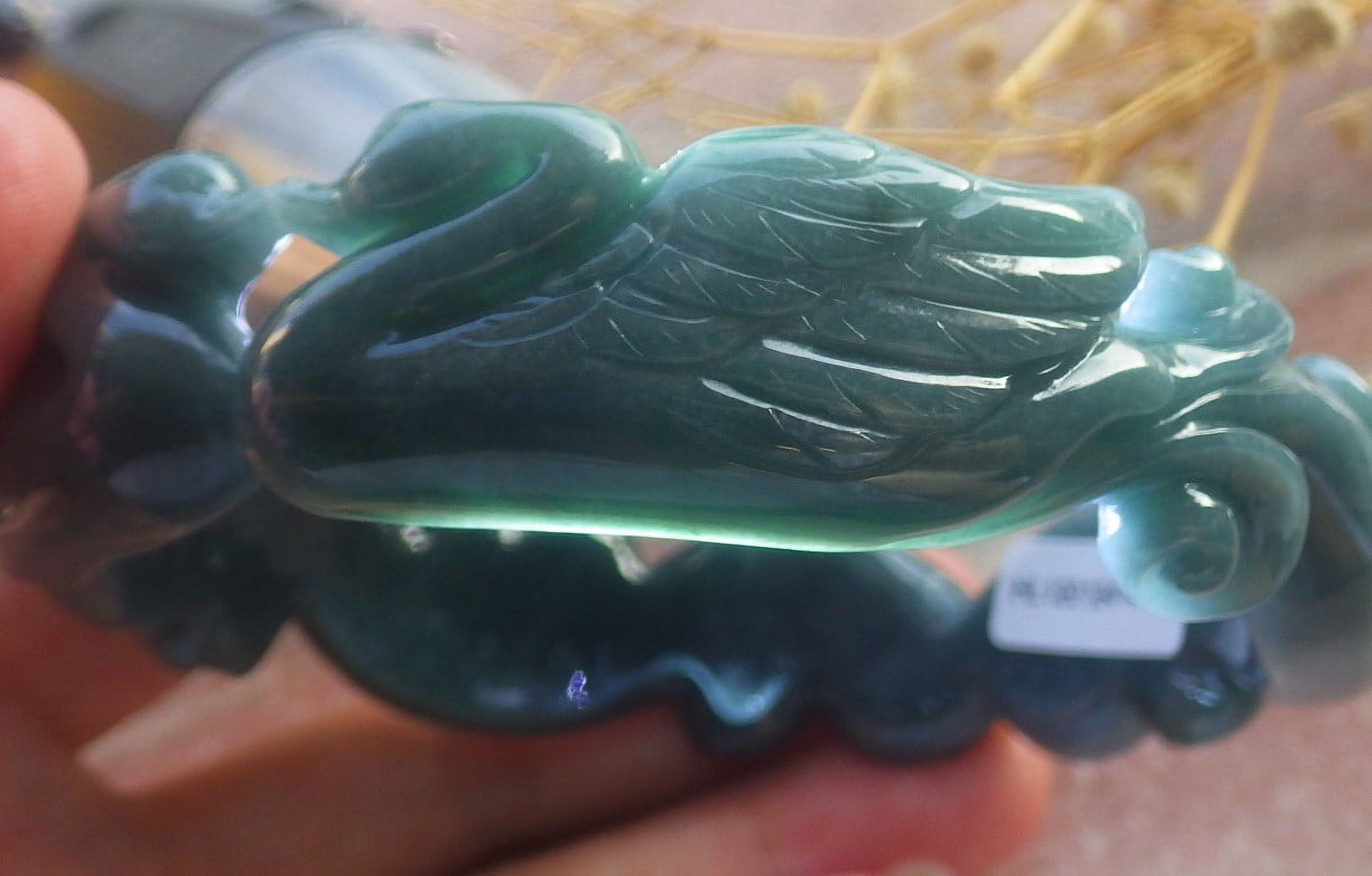 Gree Natural A JADE Jadeite Swan Bangle Bracelet 68 mm 688738 TN