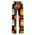 thumbnail image 6 of KDDYLITQ Pajamas for Women Halloween Skeleton Elastic Waist Stretchy Soft Drawstring Trousers Lightweight Skull Halloween Pj Pants Orange S, 6 of 6
