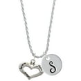 thumbnail image 1 of Delight Jewelry Silvertone Heart with 3 AB Crystals - Believe Faith Prayer Silvertone Script Initial Disc - S - Charm Necklace, 20"+3", 1 of 4