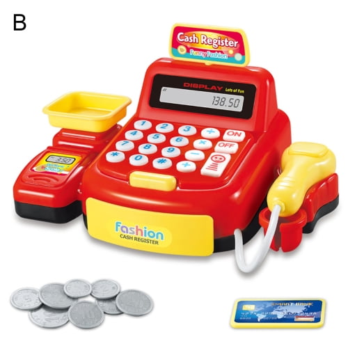Children's Cash Register Till & Shopping Trolley Kids Role Play Toy Set 