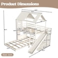 thumbnail image 2 of Harper & Bright Designs House Bunk Bed Twin over Full with Storage Shelves and Wardrobe, Wood Floor Bunk Bed Frame with Ladders and Slides for Boys Girls, Beige, 2 of 16