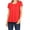 Red, variant on Women's Casual Floral Print Pleated Front Petal Cap Sleeve Round Neck Tee Blouse Top