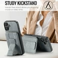 thumbnail image 6 of for iPhone 17 PU Leather Back Case, Vintage Slim Card Slot with Magnetic Closure Wristband Holder Kickstand RFID Blocking Wallet Phone Case Cover for iPhone 17, Gray, 6 of 9