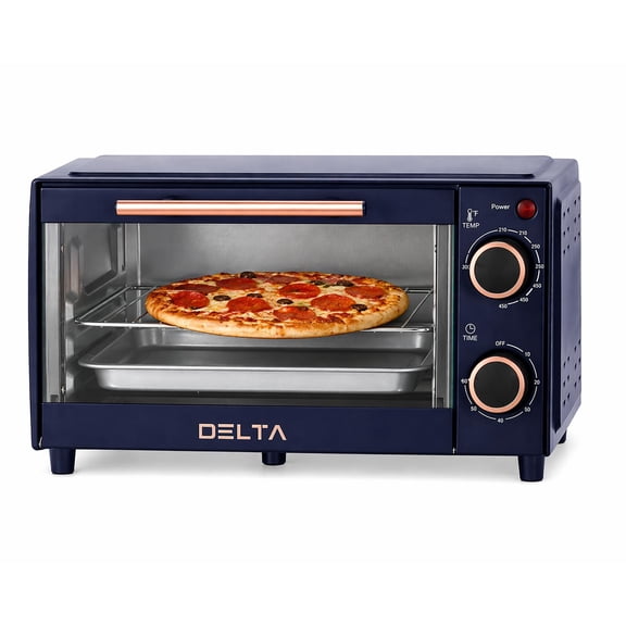 2 Slice Toaster Oven, Small Countertop Oven, Compact Mini Oven Fits 9” Pizza, with Timer & Temperature Control with Baking Tray & Rack for Kitchen, Dorm, Apartment, 750W