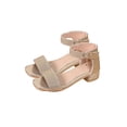 thumbnail image 7 of hopeusnice Girl's Minimalist Strap Flats Open Toe Flexible Sole Comfortable with Buckle Closure for Daily Play and Park Visits Gold 27, 7 of 7