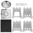 thumbnail image 3 of NFTIGB Portable Folding Stainless Steel Wood Burning Camping Stove with Alcohol Tray, Silver (5.8 x 5.8 x 7.1 inches / 14.7 x 14.7 x 18.0 cm), 3 of 7