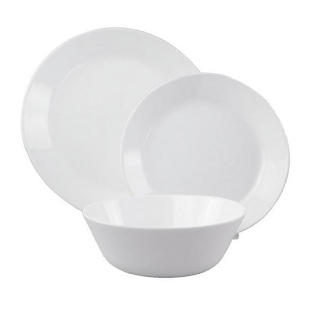 Vajilla Moderna Ambient 21 Circular de Vidrio Opal Blanco 12 Pzas
