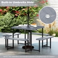 thumbnail image 6 of Costway Picnic Table Bench Set for 4-8 People with Umbrella Hole All-Weather HDPE Tabletop Gray, 6 of 11