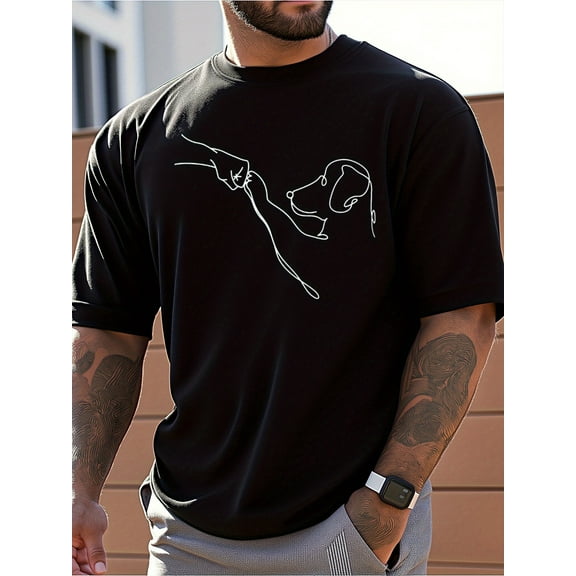 Mens Clothes, T Shirts for Men, Casual Style Design with Print, 100% Pure Cotton Fabric, Shirts for Men, Suits for Men, Minimalist Line Art Print, Loose Fit, Comfortable And Breathable