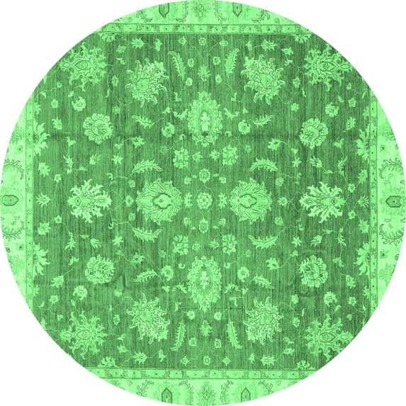Ahgly Company Indoor Round Oriental Emerald Green Traditional Area Rugs, 3' Round