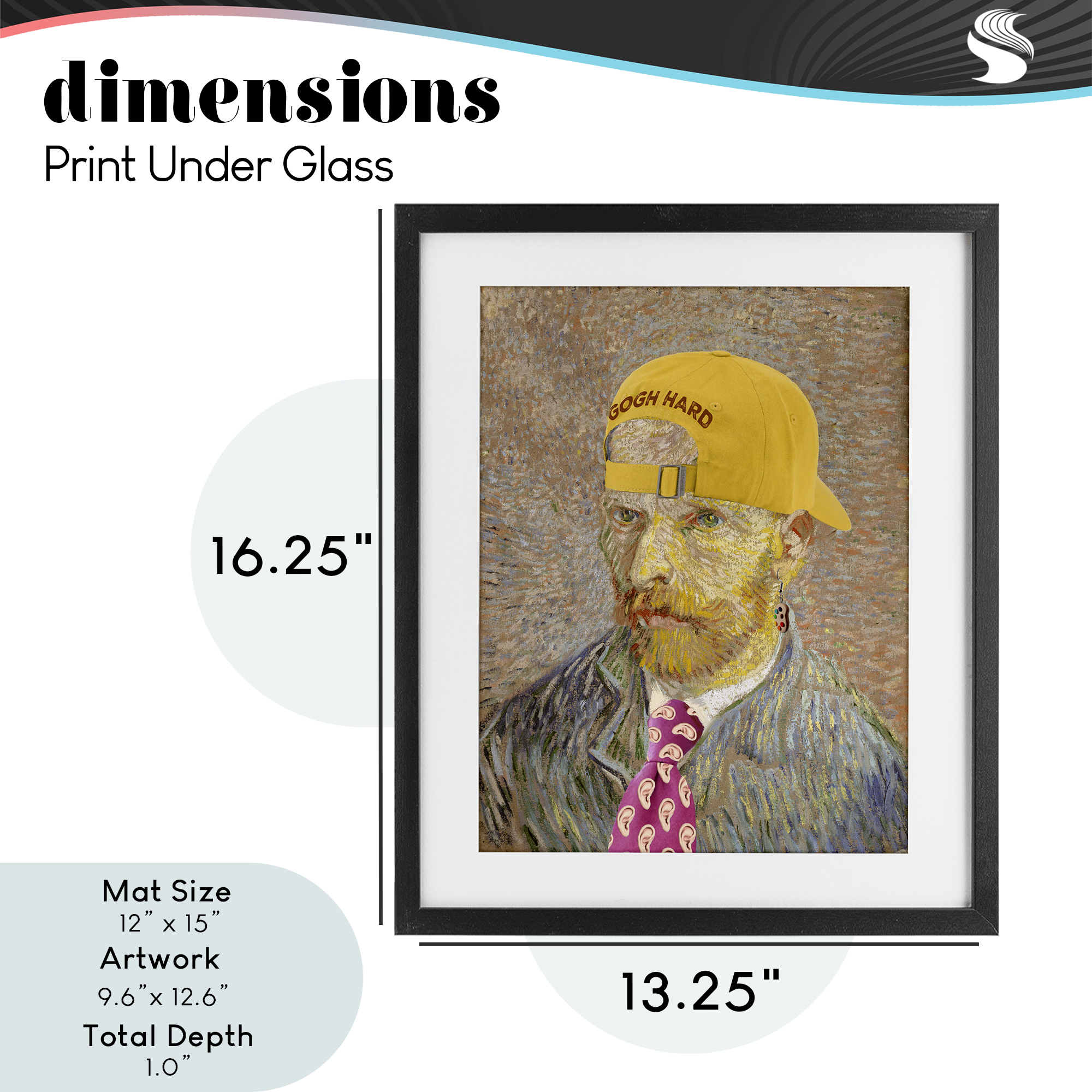 Van Gogh in Yellow hat Black Framed Print Under Glass, design by Masters Redux