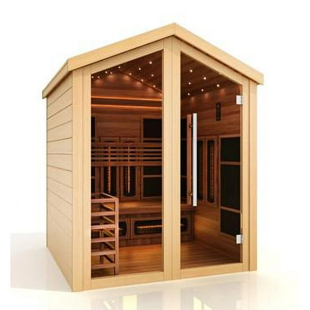 Golden Designs Vitasaari 2 Person Outdoor-Indoor PureTech Hybrid Full Spectrum Sauna (GDI-8522-01) - Canadian Red Cedar Interior