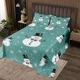 thumbnail image 2 of Cartoon Snowman Quilt Set Cute Coverlet Set,Xmas Snowflake Bedspread Set King,Kawaii Quilted Christmas Decorations, 2 of 3