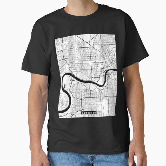 Edmonton Map T-Shirt - Minimalist City Street Map ,for Men & Women, up to Size 5XL