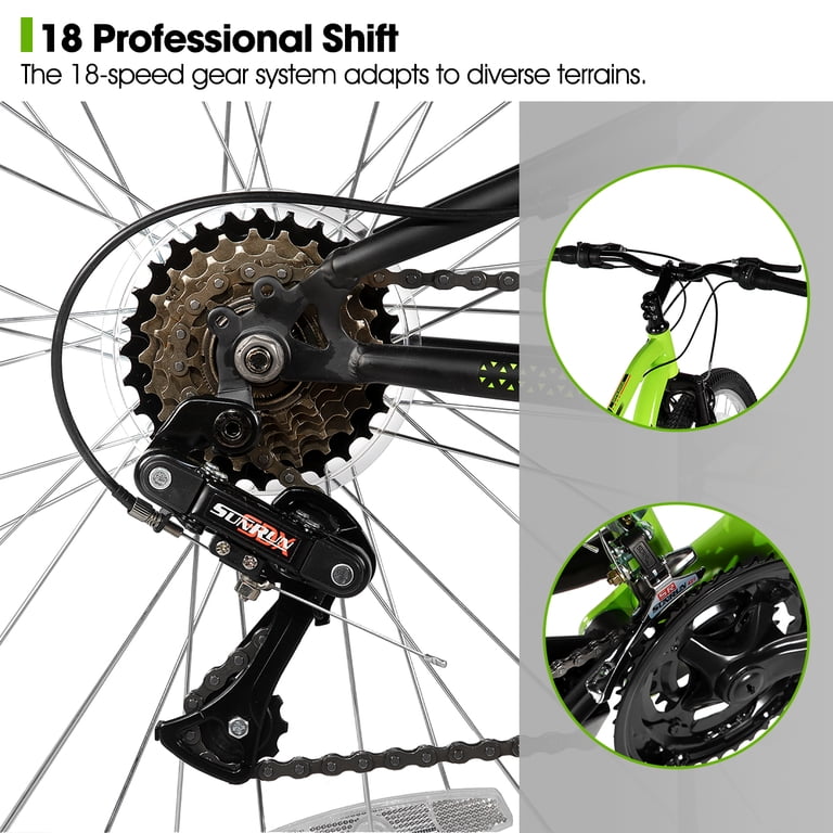 HILAND, Mountain Bike, Full Suspension, 18-Speed, 26 Inch Green