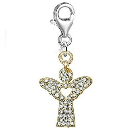 Angel Clasp Charm - Guardian Angel Charm with Heart in Center for Clip on European Charm Bracelet Jewelry with Lobster Clasp