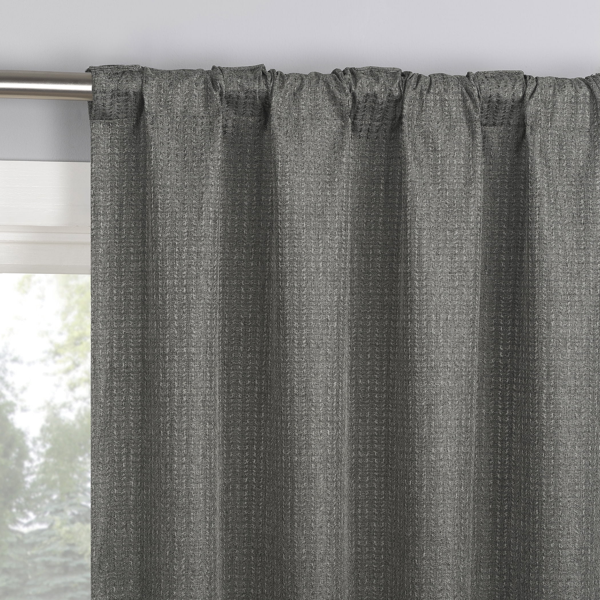 Sun Zero Vance 2-Piece Magnetic Closure 100% Blackout Back Tab Curtain Panel Pair, 37"x63", Steel
