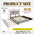 thumbnail image 7 of Queen Size Upholstered Storage Bed with Trundle, Modern Velvet Platform Bed with 2 Drawers and Pull Out Sleeper, No Box Spring Required, Gray, 7 of 7