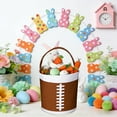 thumbnail image 4 of YingYouFu Football Easter Basket Halloween Sports Baskets Canvas Easter Eggs Hunt Candy Bucket Tote for Easter Halloween, 4 of 6