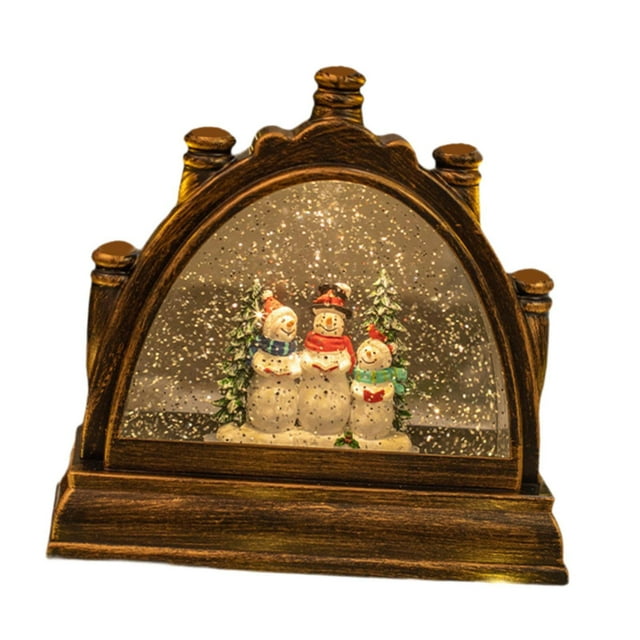 Candelabro con forma de linterna de nieve, lámpara navideña para festivales de interior y festivos Tres muñecos de nieve