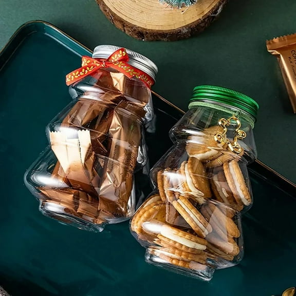 Christmas Tree Plastic Candy Jar Christmas Favor Candy Boxes Chocolate Treat Party Favor Jar Container Holders for Party Gifts White