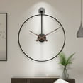 thumbnail image 1 of Spanish-Inspired Minimalist Iron Art Wall Clock with Single Round Design, Creative Hanging Style, Accurate Quartz Movement, 60cm Size, Black Frame, and Walnut Wood Pointers – Ideal for Living Room,, 1 of 6