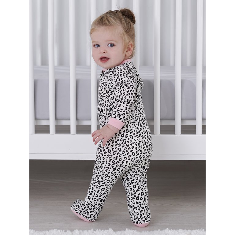 Gerber Baby Girl Sleep 'N Play Footed Pajamas, 4-Pack