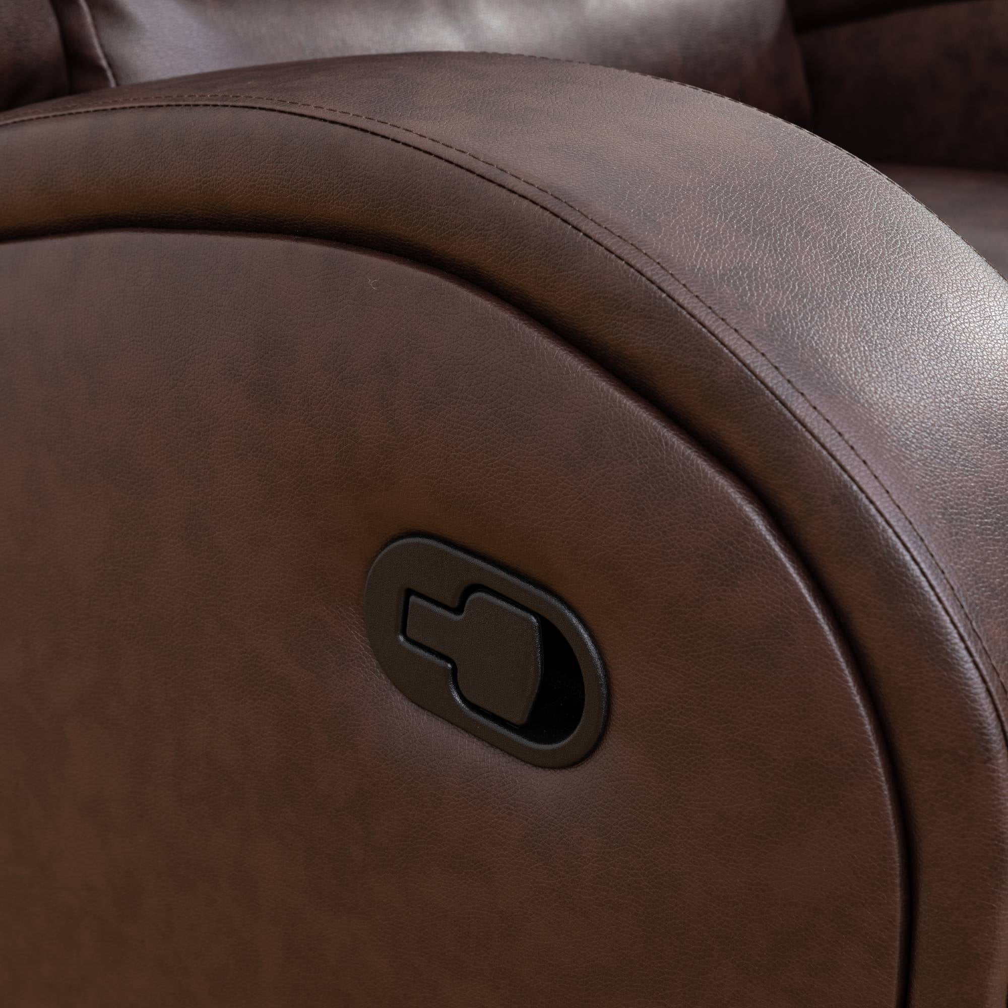 Manual Recliner Chair Leather Reclining Sofa Couch Home Theater Seating Seats for Living Room, Brown