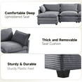 thumbnail image 3 of JUSTLET Sectional Sofa with Ottoman, L Shaped Corduroy Cloud Couch with Chaise, Modular Sectional Sofa Sleeper Furniture Set for Living Room, Dark Gray, 3 of 11