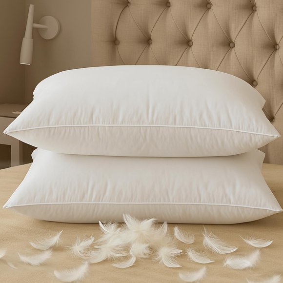 Juego de 2 plumas de plumón Pillow BHZ Standard/Queen White