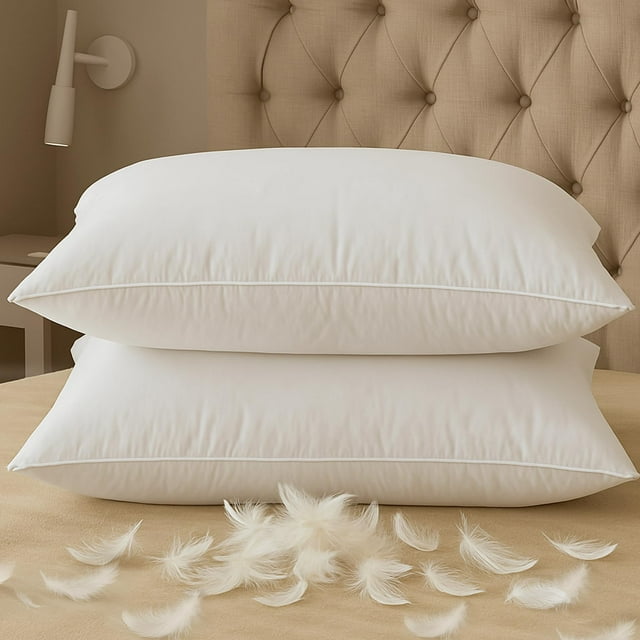 Juego de 2 plumas de plumón Pillow BHZ Standard/Queen White