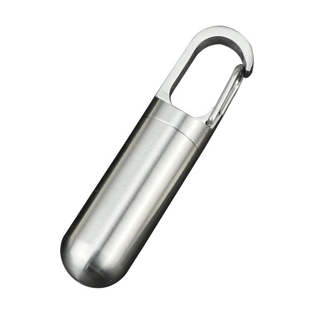 J21 Conteneur à médicaments en acier inoxydable, étanche, portable, mini porte-bouteille, porte-clés pour voyage en plein air S
