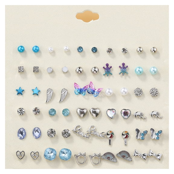 DESIGNICE 30 Pairs of Small Stud Earrings for Women,Stainless Steel Earrings for Sensitive Ears Women,Electroplating Process Earring Set Flower Earrings,Style2