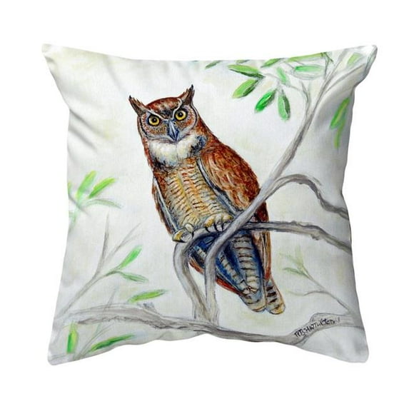 Betsy Drake KS714 12 x 12 in. Great Horned Owl Non-Corded Indoor & Outdoor Pillow