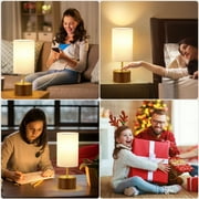 NATYSWAN Bedside Table Lamps Set of 2,Touch Control Nightstand Lamp with USB Ports,Minimalist Modern Desk Lamps with Fabric Shade for Bedroom Living Room