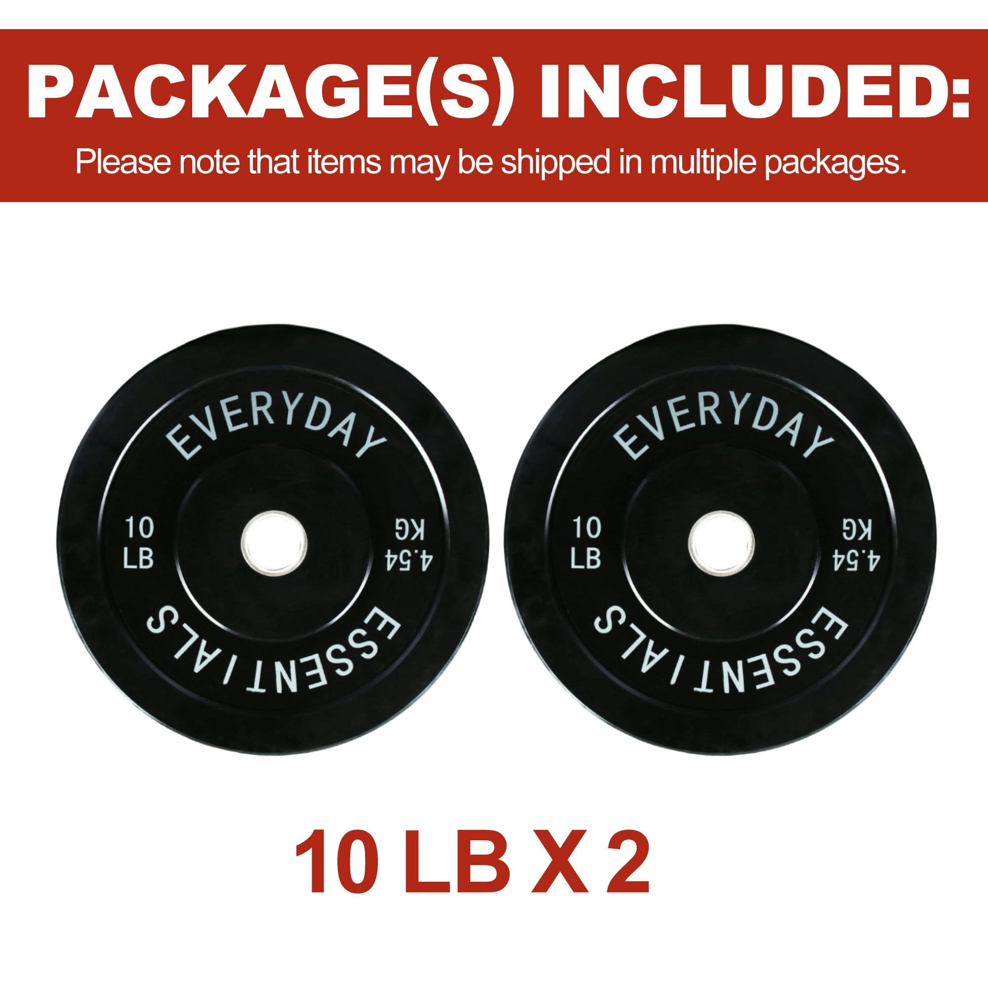 FlexWave 2-Inch Olympic Bumper Weight Plate，with Steel Hub, Black, Multiple Sizes，Single & Pair, for Strength Training & Home Gym