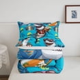 thumbnail image 5 of jejeloiu Summer Party Shark Full Size Comforter Sets,Beach Chair Coconut Print Bedding Comforter Set For Boys,Bright Blue,Reversible,3 Pieces,1 Comforter and 2 Pillowcases, 5 of 7