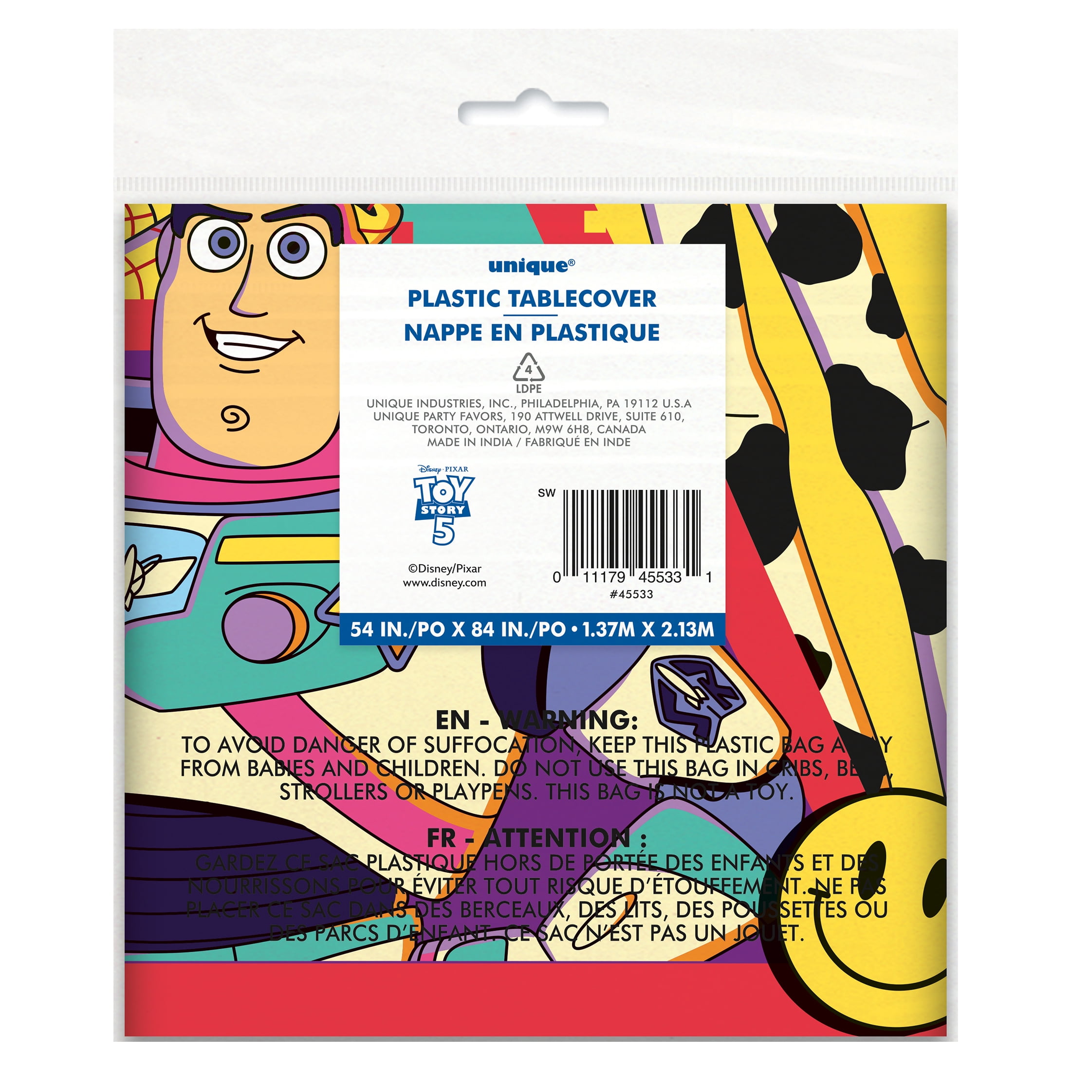 Toy Story 1 Count 54IN x 84IN Multicolor Plastic Table Cover