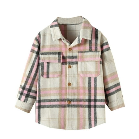 

Fdrone Boys Long Sleeve Shirts Boys Button-down Shirts Toddler Boys Girls Children Autumn Winter Long Sleeve Blouse Tops Plaid 7 Colors Outwear School Clothes for Boys