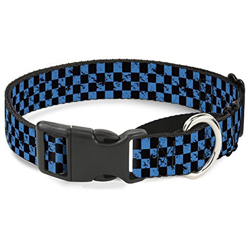 buckle-down checker weathered black turquoise martingale dog collar