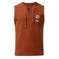 thumbnail image 3 of Xudanell Men's Tank Tops Big and Tall Summer Tank Top Workout Sports Sleeveless Round Neck T-shirt Solid Color Tank Top/shirt Blouses Sports Running Basketball Workout (Brick Red,L), 3 of 4