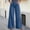 Blue, variant on Women's Jeans High Rise Plus Size High Waisted Wide Leg Solid Front Denim Pants Casual Loose Functional Pockets