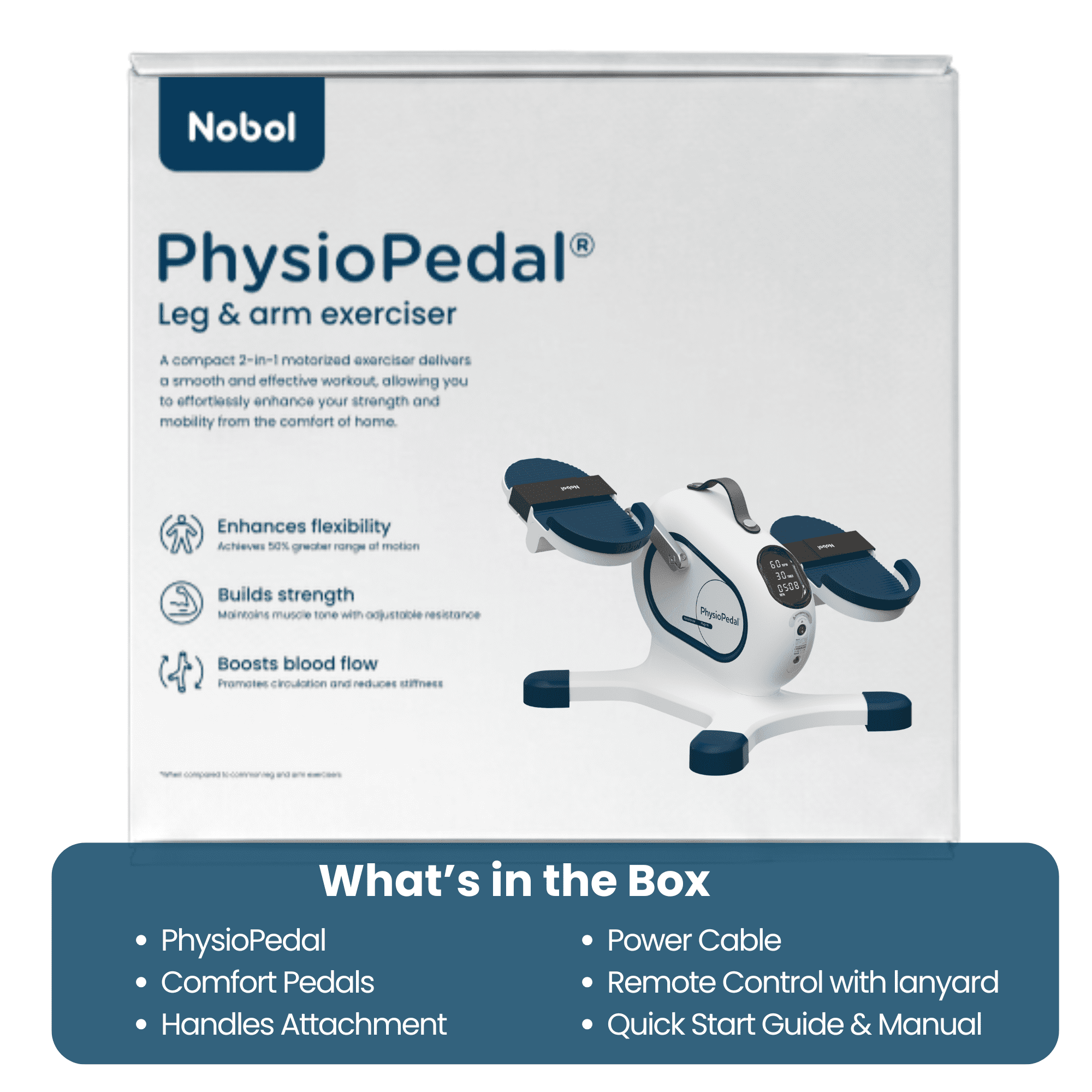 PhysioPedal Motorized Arm & Leg Exerciser with Adjustable Resistance, Digital Display and Remote Control for Full-Body Low-Impact Workouts