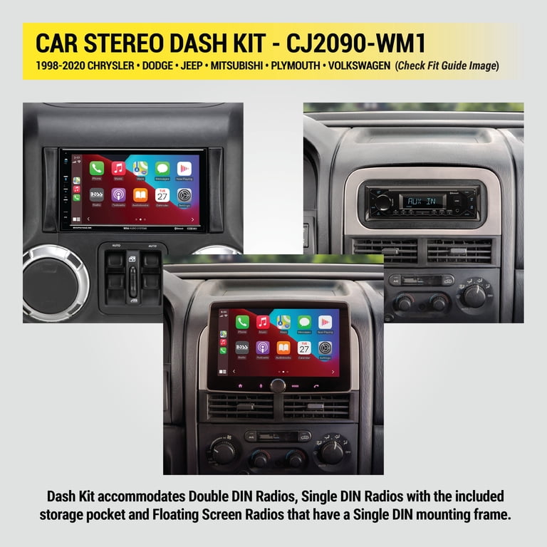 Scosche CJ2090-WM1 Double or Single DIN Dash Kit Compatible w/ '98