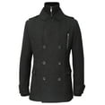 thumbnail image 1 of Ma Croix Mens Wool-Blend Classic Double Breasted Pea Coat with Detachable Turtle Neck Bib, 1 of 8