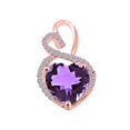 thumbnail image 2 of Women's 4.0 Ct Heart Shape Amethyst Pendant in 10k Rose Gold with 18k Gold Plated Over 925 Sterling Silver Box Chain, 2 of 5