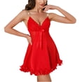 thumbnail image 5 of Gytharion Cami Nightgowns for Women Elegant Solid Lace Spaghetti Strap V-Neck Sleepwear Lightweight Low Cut Bow Mini Camisole Nightdress, 5 of 8